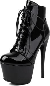Женские ботильоны Roimaash на платформе с высоким каблуком, 125 Patent-Black