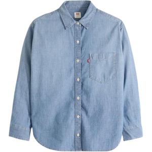 Levis Рубашка Women's Gray Blue Pointed Collar