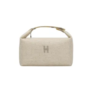 HERMES Сумка-косметичка из холста унисекс, 01 Blanc Pure White
