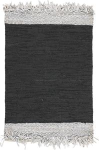 Ковер SAFAVIEH, 69 x 122 см, Vintage Leather Collection, Light Grey & Black, ручной работы, бохо с бахромой из кожи, идеально для помещений с высокой проходимостью: прихожая, гостиная, спальня (VTL310E)