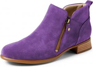 Женские классические ботильоны YDN с круглыми носками, боковыми молниями, на низком блочном каблуке, для работы и повседневного ношения, размер 4-16 US, Purple