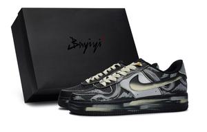 Nike Кроссовки Air Force 1 с низким верхом для скейтборда, противоскользящие, унисекс, черные, серебристо-бежевые