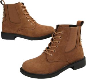 Женские ботинки, ботинки на массивном каблуке, с круглым носком в западном стиле, с нескользящей подошвой для повседневной носки Generic, Brown-A