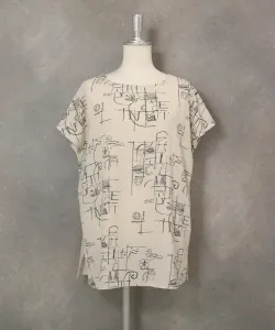 Стильный пуловер с рисунком на передней и задней части Studio Picone, цвет Beige(119)