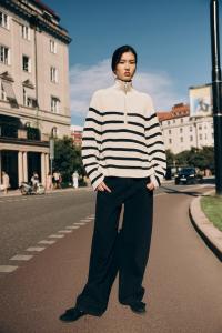 Свитер ребристой вязки на молнии H&M, бежевый