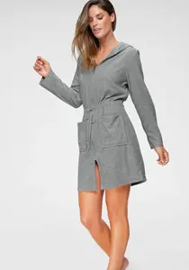 Халат женский домашний "Нела" (1 шт.), однотонный, короткий, с кулиской и карманами, XS-3XL My Home, серый