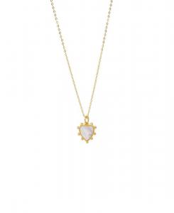 Подвеска в виде сердца из перламутра с шаровидной окантовкой, позолоченная by Adina Eden, Gold