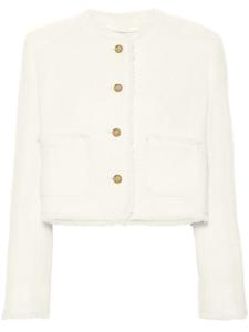 Однобортный твидовый жакет Miu Miu, бежевый