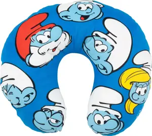 Подушка для шеи "Смурфики", удобная дорожная подушка, поддержка шеи для автомобиля и самолета, синяя United Labels