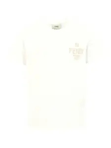 Футболка с вышитым логотипом FENDI KIDS, белый