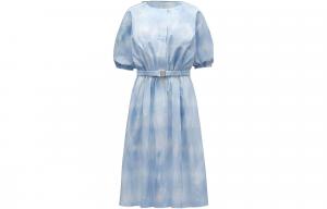 Moncler Женское синее платье с короткими рукавами