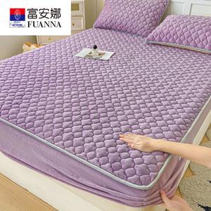 Fuanna Комплект постельного белья из 3 предметов (простыня на резинке 150х190 см, 2 наволочки), молочный бархат, цвет сиреневый