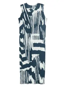 Платье миди с абстрактным принтом Pleats Please Issey Miyake, синий