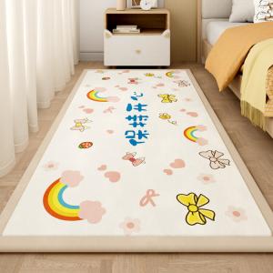 Budis Ковер 100х200 см для детской комнаты, мультяшный, с цветочным узором, мягкий, противоскользящий