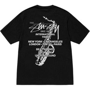 Футболка Stussy Beat Sounds с пигментной окраской, черная