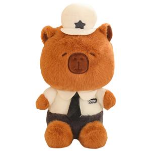 Милые плюшевые куклы капибары в полицейской форме, высота 25 см MLING, белый