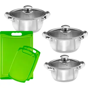 Набор кастрюль King Stainless Steel с разделочной доской, зеленый