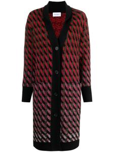 Ferragamo кардиган-пальто вязки интарсия, красный
