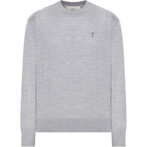 Свитер Ami Paris с вышитым логотипом и резинкой по низу AMIPARIS, серый