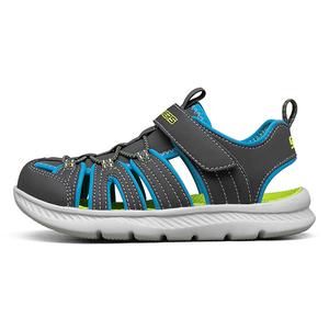 Антискользящие и износостойкие дышащие детские сандалии Зеленый Серый Черный Подростковые Skechers Kids, Угольно-серый/Синий