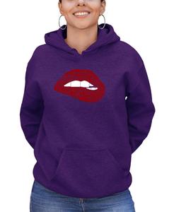Женская толстовка с длинными рукавами Brooklyn Lips Word Art LA Pop Art, Purple