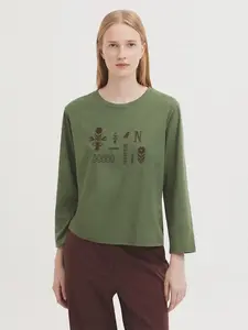 Женская футболка из хлопка с круглым вырезом Nice Things, зеленый