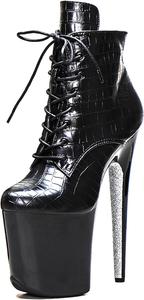 Женские экзотические ботильоны для пол-дэнс WUXIN H&P с платформой и шнуровкой, 8-дюймовый каблук-стилет, Black