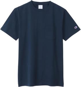Футболка Champion с коротким рукавом, круглый вырез, 100% хлопок, США, футболка с коротким рукавом и карманом, темно-синий