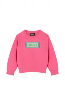 Свитшот с нашивкой-логотипом Versace Kids, розовый