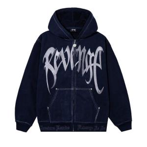 Худи Revenge Contrast Stitch Embroidered Zip Hoodie, Navy/Silver