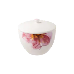 Чайница Villeroy & Boch Rose Garden с крышкой 13 см, белый/розовый
