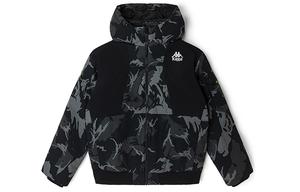 Камуфляжная утепленная куртка с капюшоном Kappa, черная