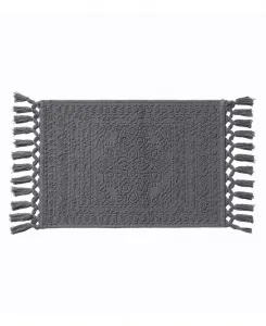 Хлопковый коврик для ванной Nellore с бахромой, 43 x 71 см French Connection, угольно-серый