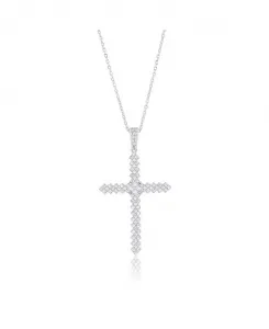 Серебряный кулон-крест с фианитами Simona, silver