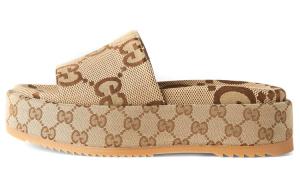Сандалии GUCCI Angelina Platform 55mm Sandal Camel Canvas Women's
