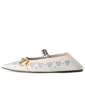 Кроссовки lovelight flat with horsebit 'white blue' Gucci, белый