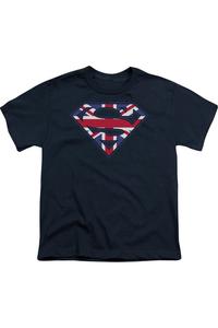 Футболка с коротким рукавом для детей с изображением щита Супермена в стиле Великобритании Gildan, темно-синий