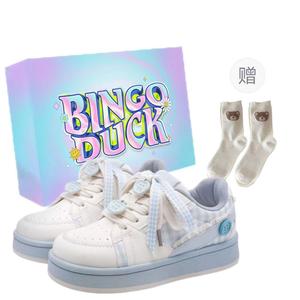 BINGO DUCK Скользоустойчивые женские скейтерские кеды с низким верхом Blue+Little Apple+Эксклюзивная коробка+Подарочные носки, цвет Blue+Little Apple+Exclusive Shoe Box+Gift Socks