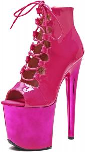 Женские ботильоны WUXIN H&P для экзотического пол-дэнса, 8 дюймов, на шнуровке, зеркальная платформа, шпилька, Pink