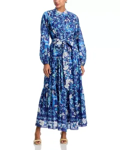 Платье Зариа с плиссированной талией и поясом на завязках Kobi Halperin, синий