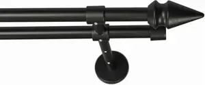 Карниз для штор GARESA "SPYRNA", 2 направляющие, желаемая длина, комплект для штор, выдвижной, наконечник, без колец 270 см, Ø16мм, черный