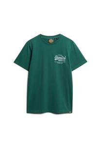 Мужская футболка Classic VI Heritage Chest Tee, логотип, круглый вырез, однотонная Superdry., зеленый