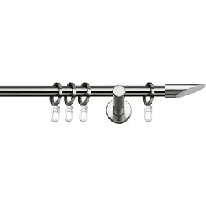 Карниз Marbella Ø 12 мм, одношиновый, нужной длины, комплект с кольцами и монтажными материалами Indeko, Edelstahlfarben/silberfarben