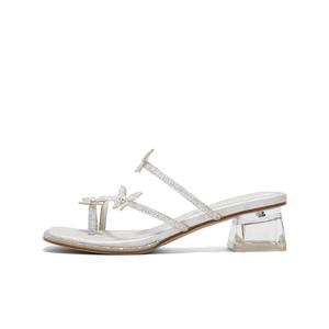 Женские тапочки-слайды на резиновой подошве BELLE, Silver