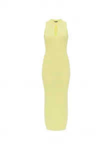 Рифленое платье с вырезом-каплей Balmain, желтый