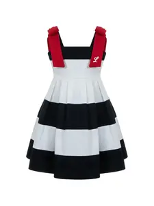 Платье с полосатым узором и бантом Lapin House, черный