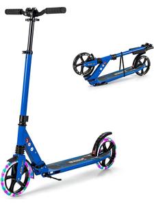 COSTWAY Детский складной самокат с подсветкой, синий