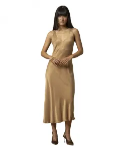 Элегантное вечернее платье со скошенным подолом Kocca, коричневый