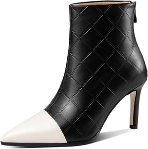 Женские ботильоны TinaCus из натуральной кожи с заостренным носком, ручной работы, на высоком каблуке-стилет, с задней молнией, элегантные, Black