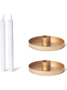 Novaliv 2 круглые металлические свечи-подсвечника диаметром 6 см, золотистого цвета, с золотистой светодиодной подсветкой